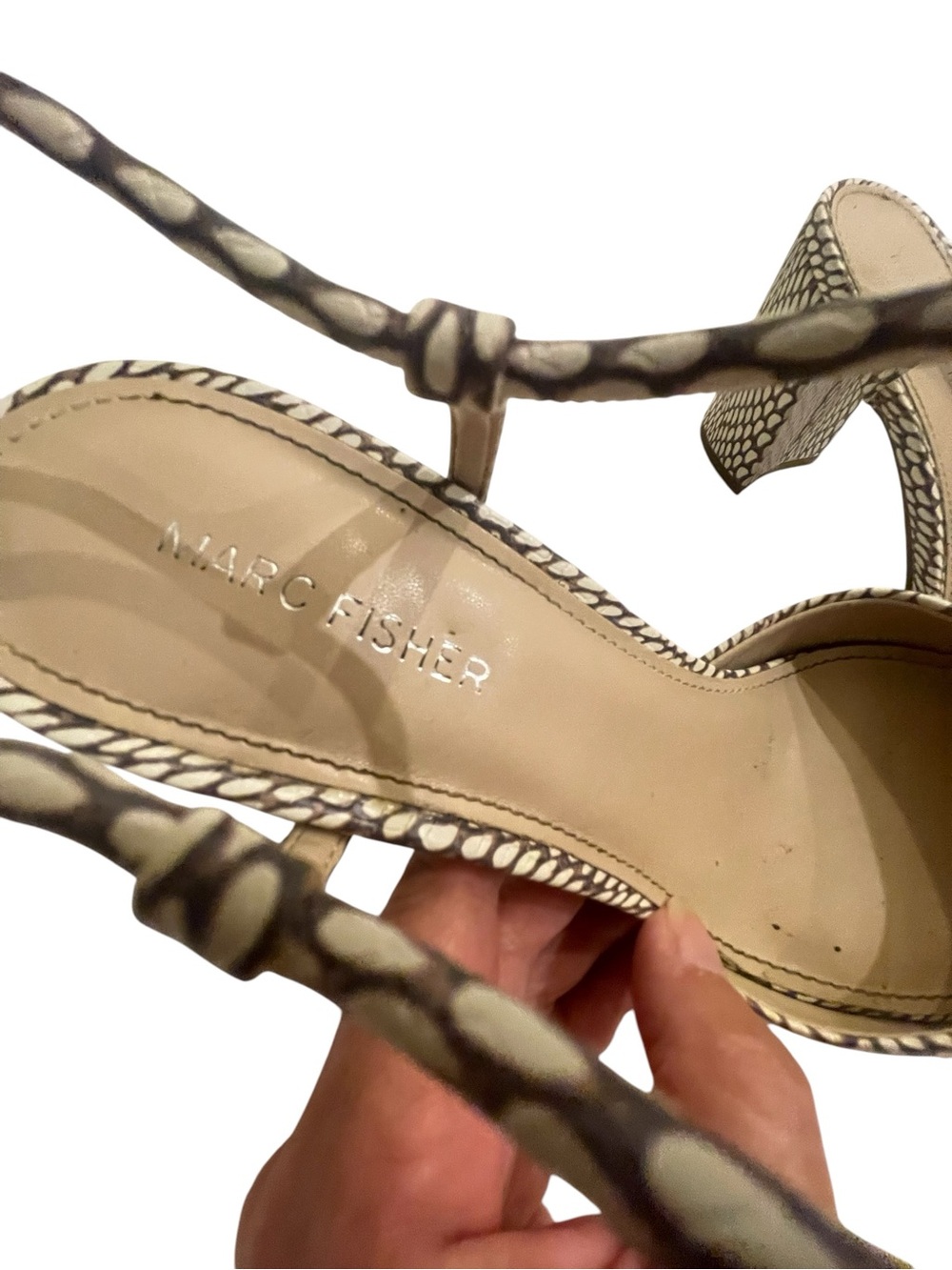 Marc Fisher Callo Ankle-Strap Block Heel Pumps Snake Print - Picture 4 of 6